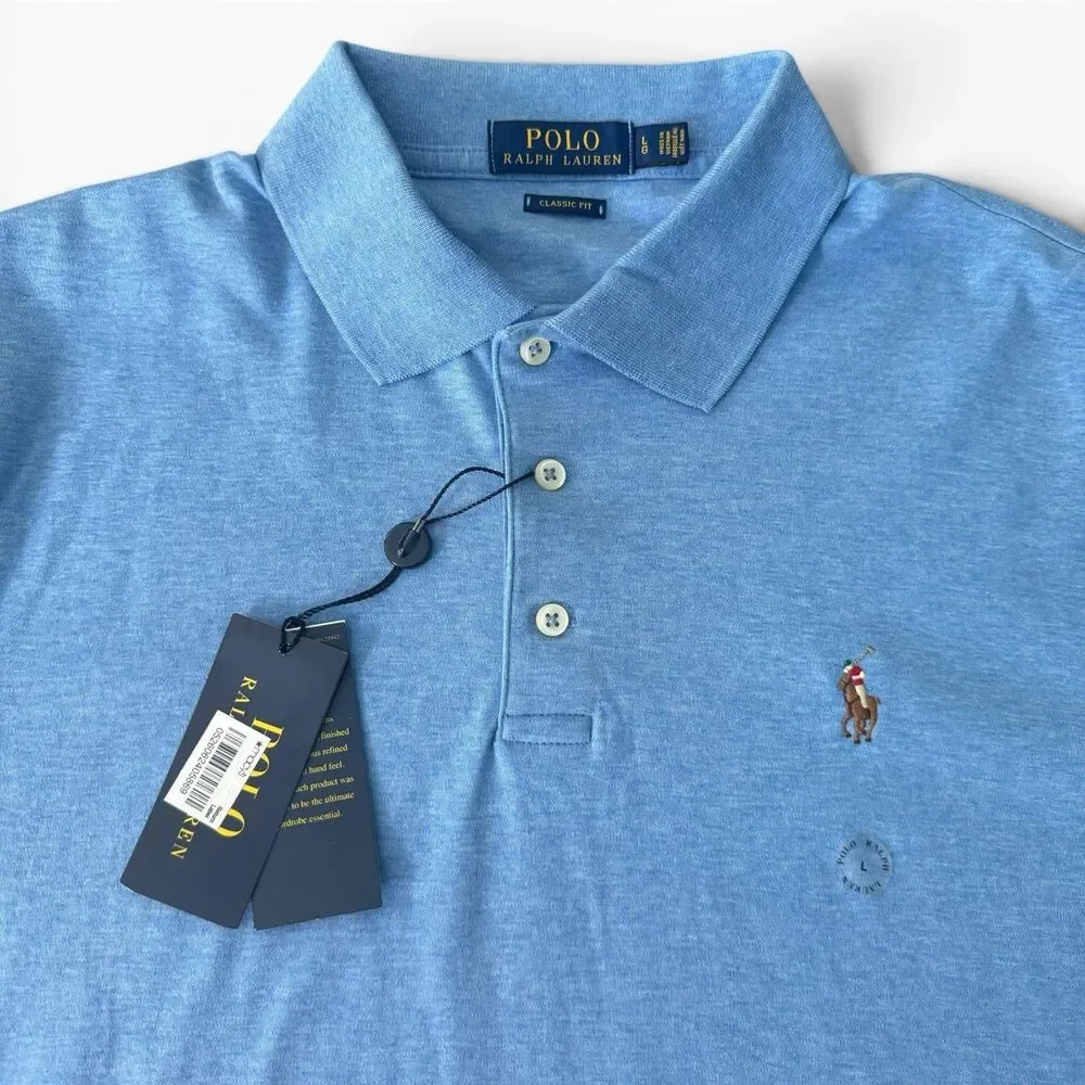 Polo Ralph Lauren Polo Shirt Men Large Blue Classic Fit Pony Logo Short Sleeve